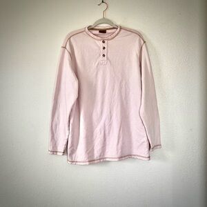 Big Sky Outfitters Men’s Light Pink Cotton Henley Shirt Long Sleeve L